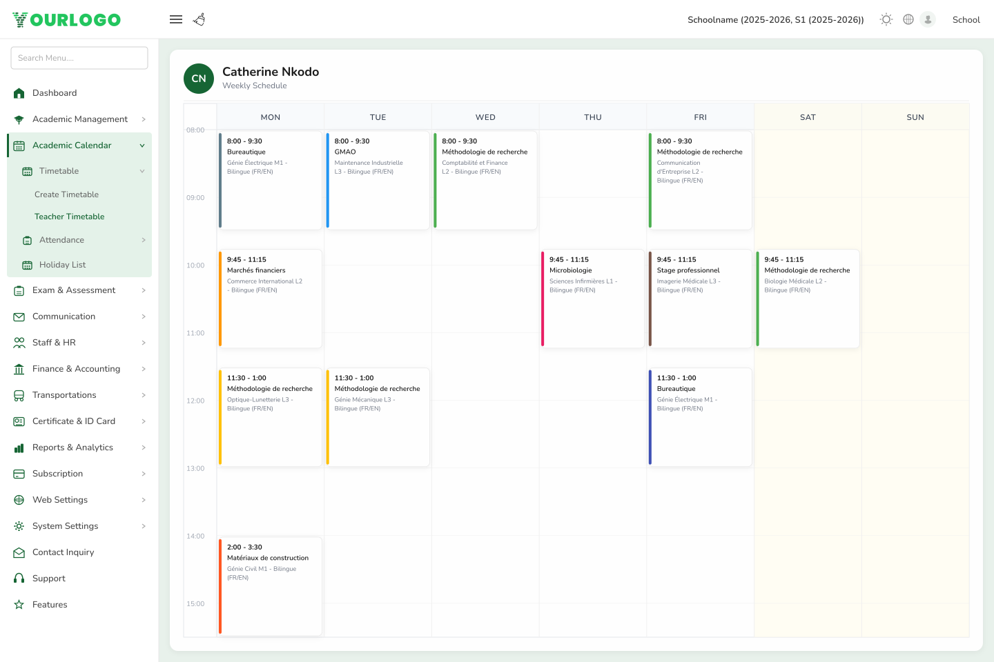 Admin Panel · Timetable Detail