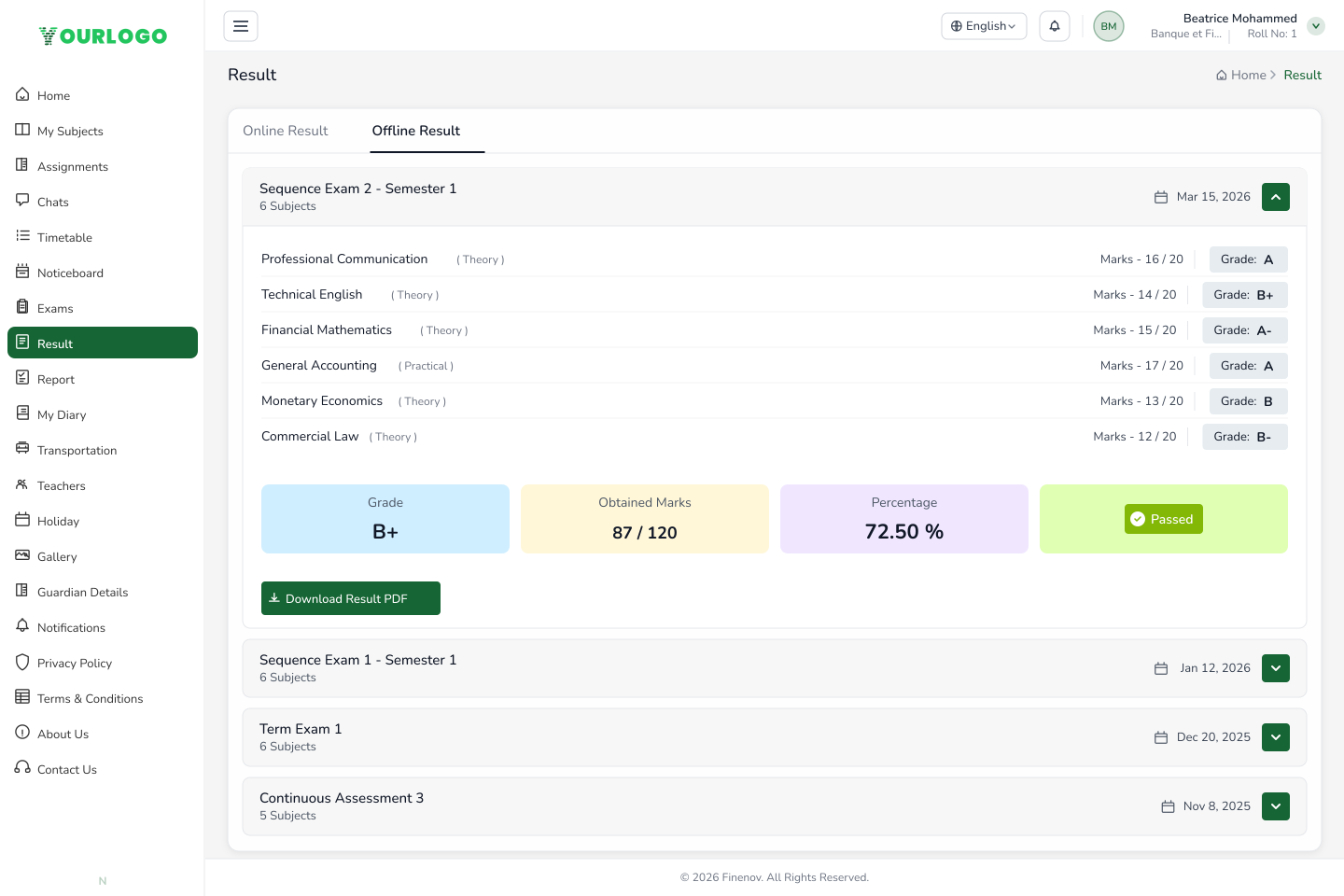 Student Portal · Results